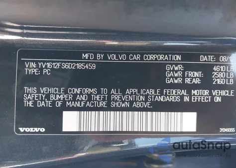 2013 Volvo S60 T5 из США, поврежденный, VIN YV1612FS6D2185459